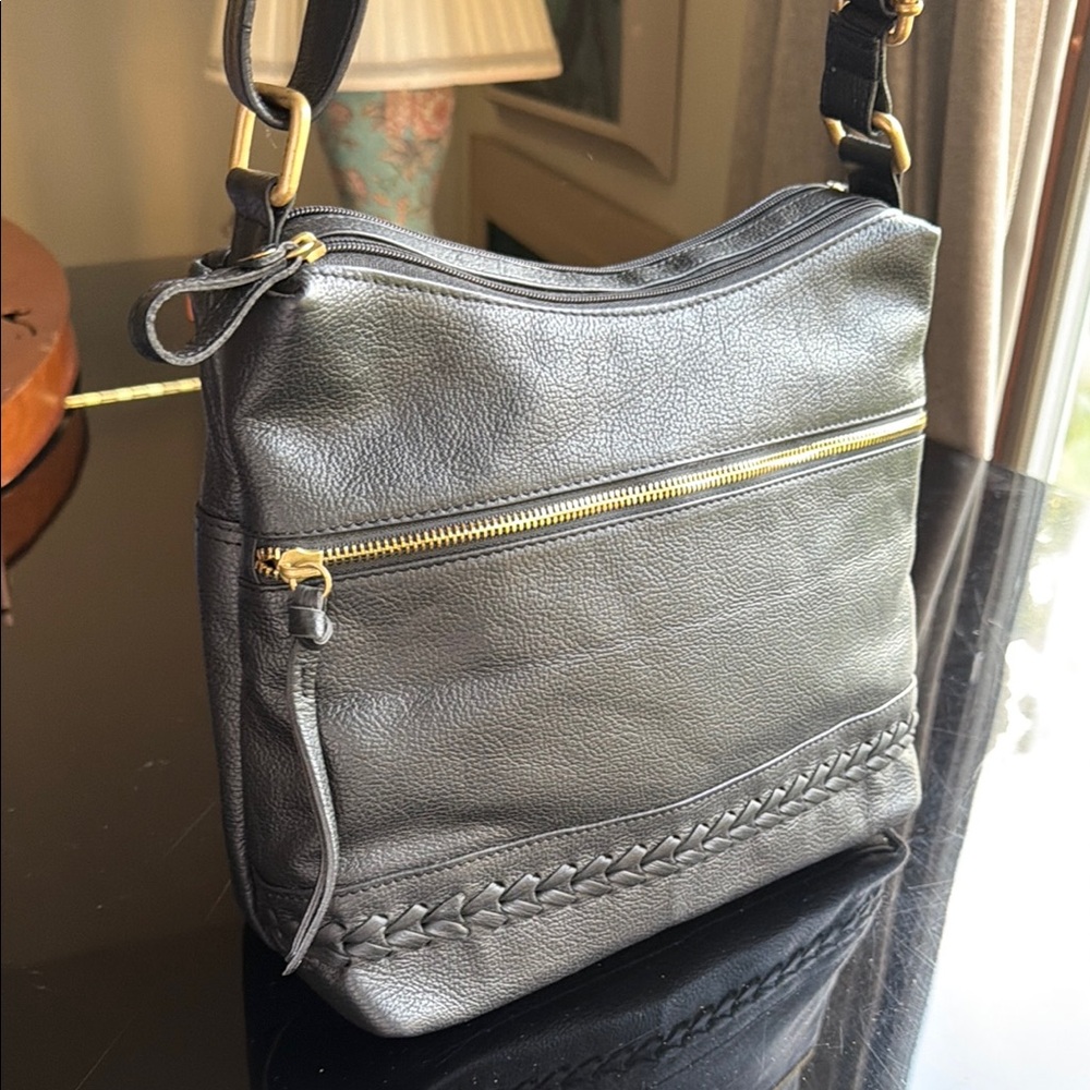 Great American Leatherworks Genuine Leather Crossbody Bag with Gold Hardware